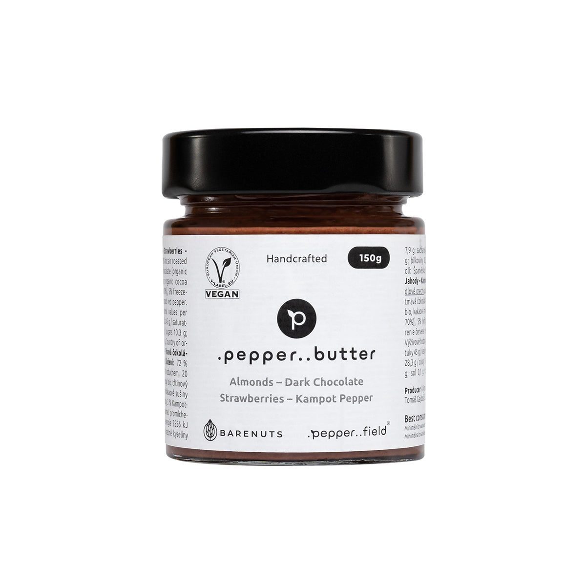 Almond butter with dark chocolate, strawberries, and Kampot  pepper 150 g