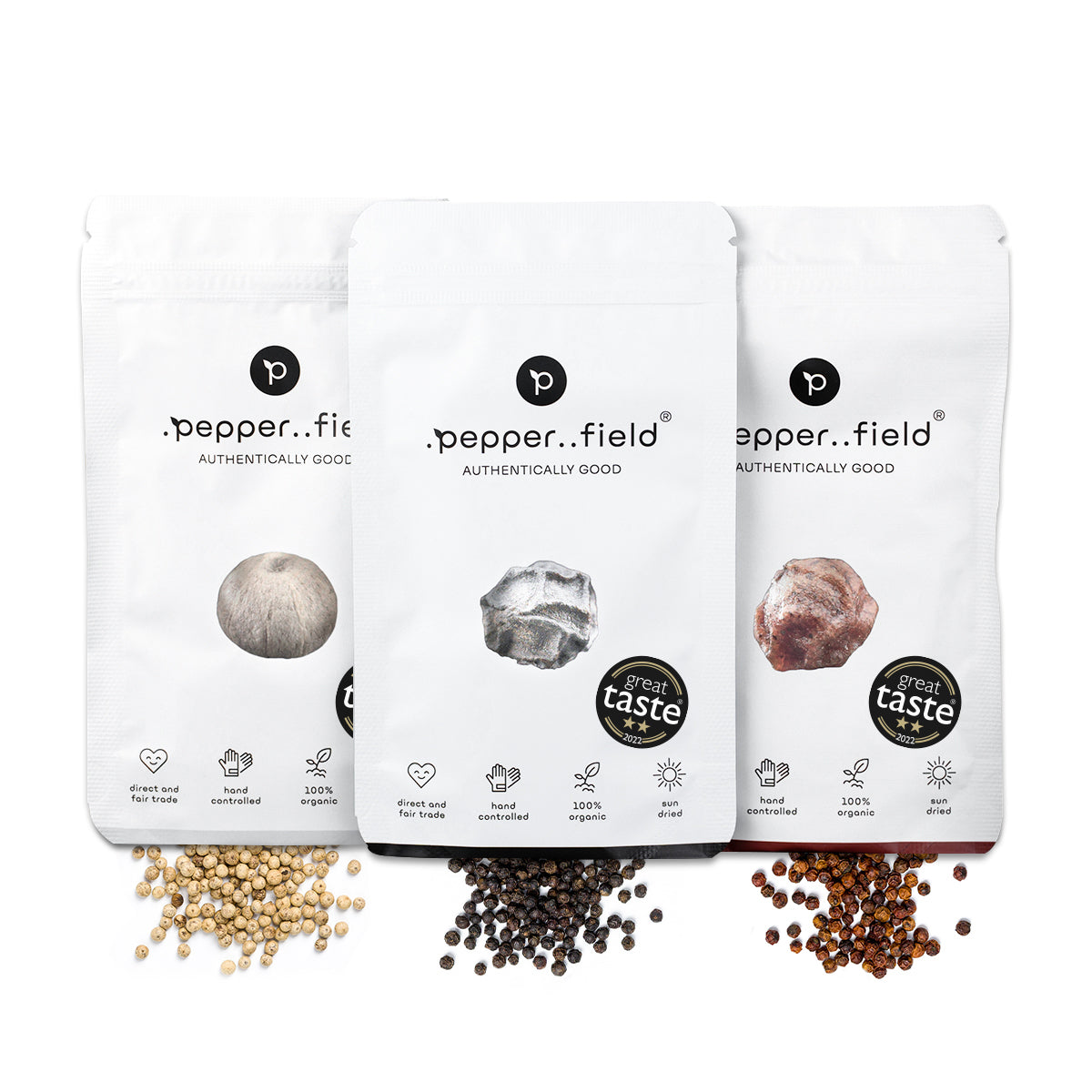 Pepper starter pack – Kampot  black, red, and white pepper (3× 20 g)