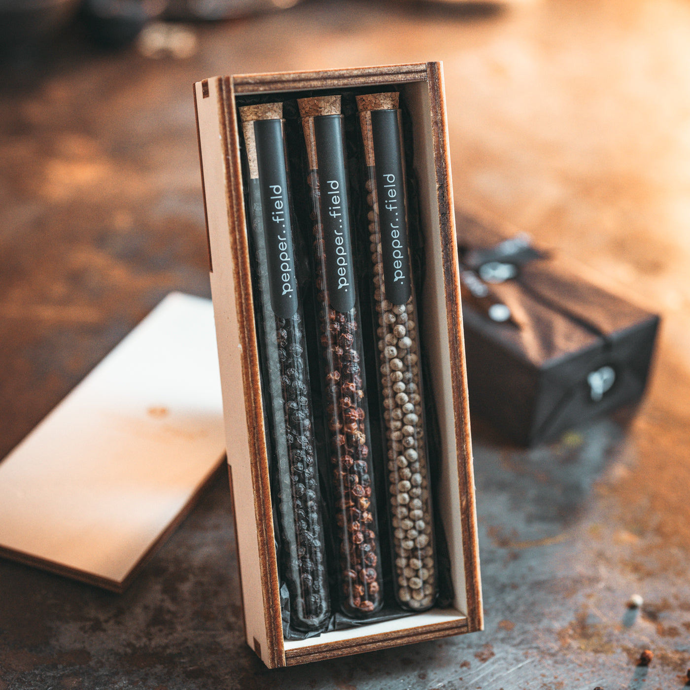 Set of small test tubes with 3 types of peppers in a gift box (3× 10 g)