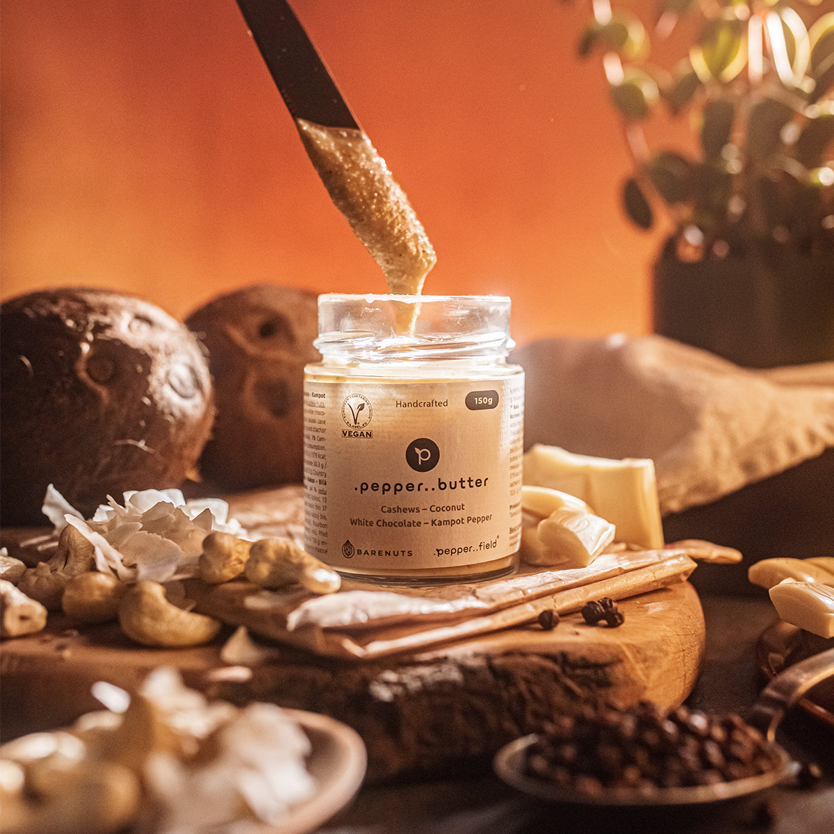 Cashew butter with coconut, white chocolate, and Kampot  pepper 150 g