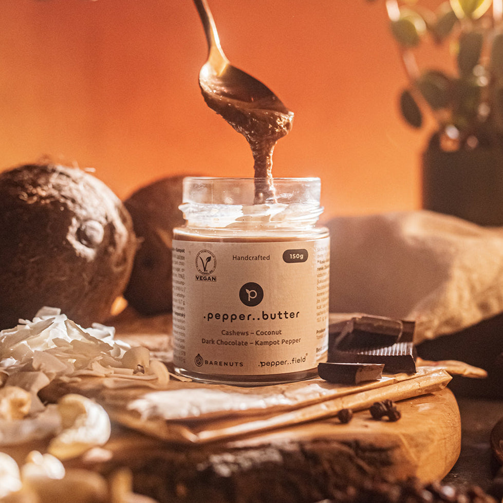 Coconut butter with dark chocolate and Kampot  pepper 150 g